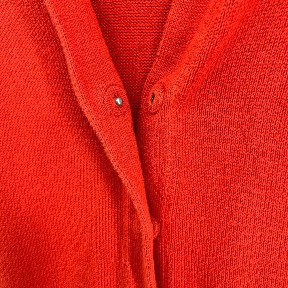 EILEEN FISHER Sweater S Organic Cotton Snap Front Drawstring Cardigan Orange - Picture 6 of 10